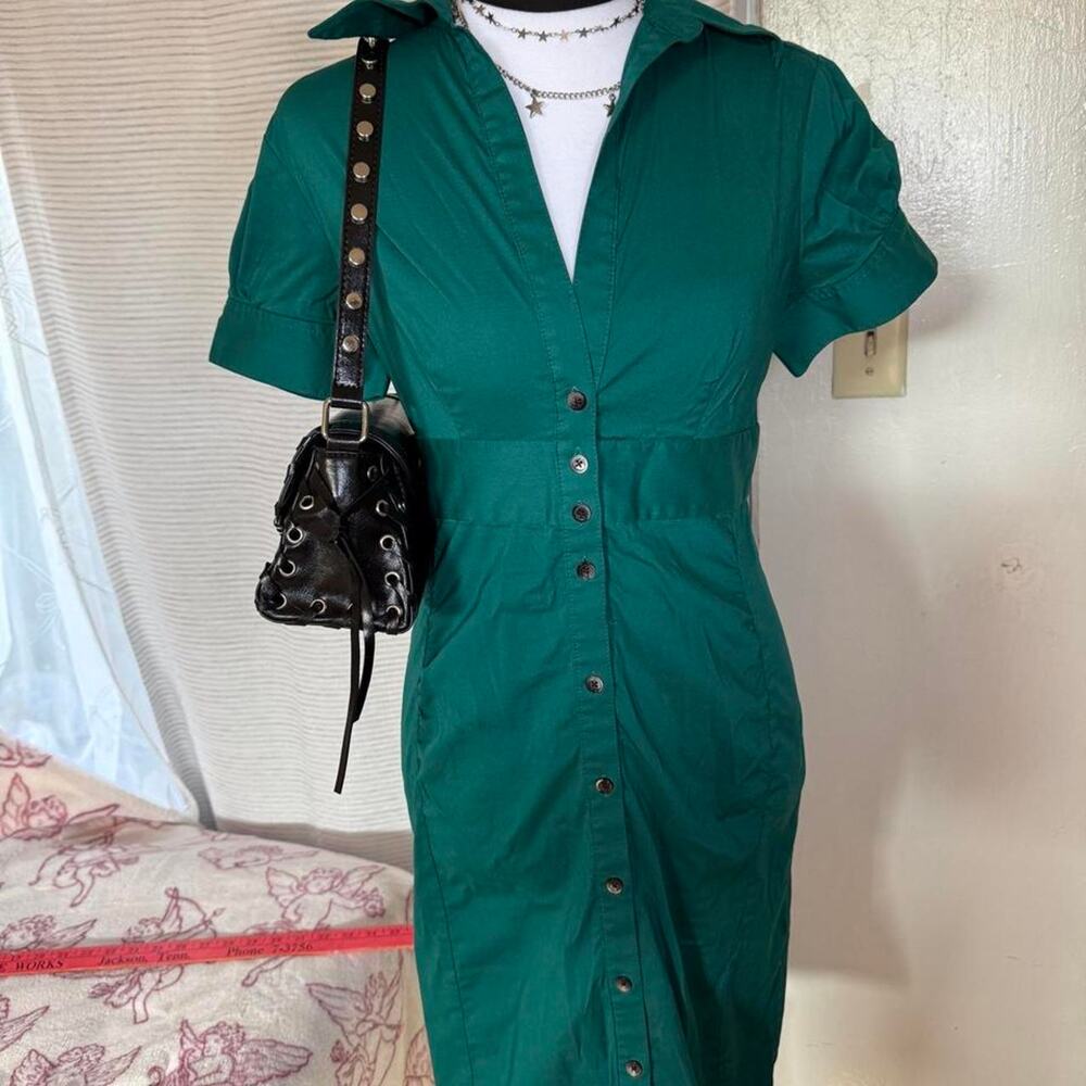 Express green button up midi
